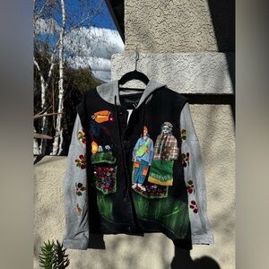 Colorful Embroidered Hoodie Jacket